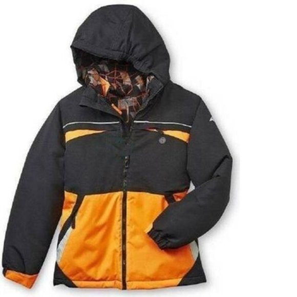 Boys All Weather Jacket 4/5 Black Orange 4 in 1 Winter Spring Fall Athletech - Picture 1 of 14